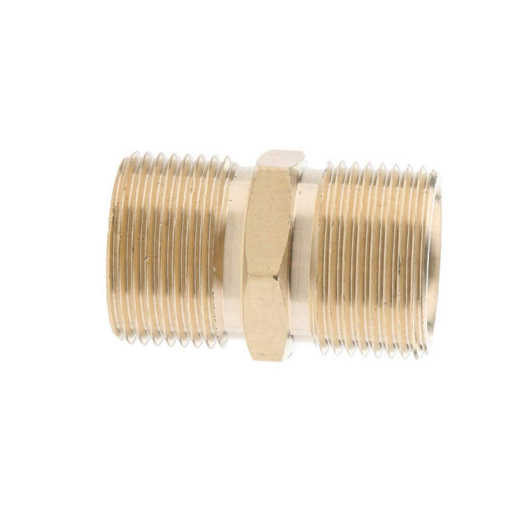 Pressure Washer Adapter BE-TOOL 1PCS Brass Pressure Washer Coupling Adapter Screw Hose Joiner (22mm Male to 22mm Male)