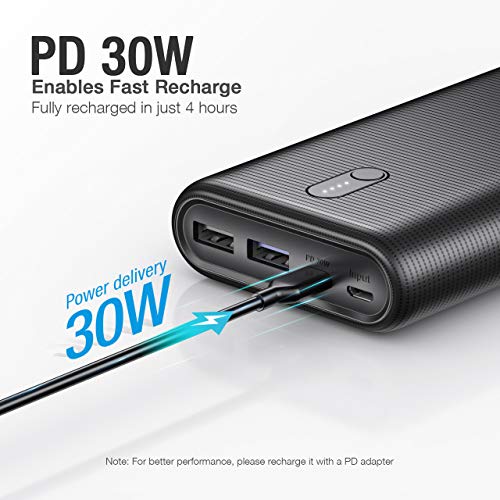 Poweradd 26800mAh USB C Power bank with Power Delivery - 30W Type-C Output and Input Portable Charger for MacBooks, USB C Laptops, iPhone, iPad, Samsung, Huawei & More