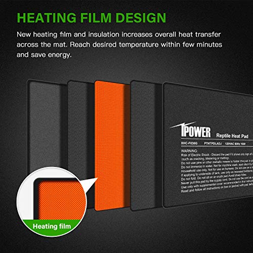 iPower 8"x12" Under Tank Warmer Heating Pad Reptile Terrarium Heat Mat