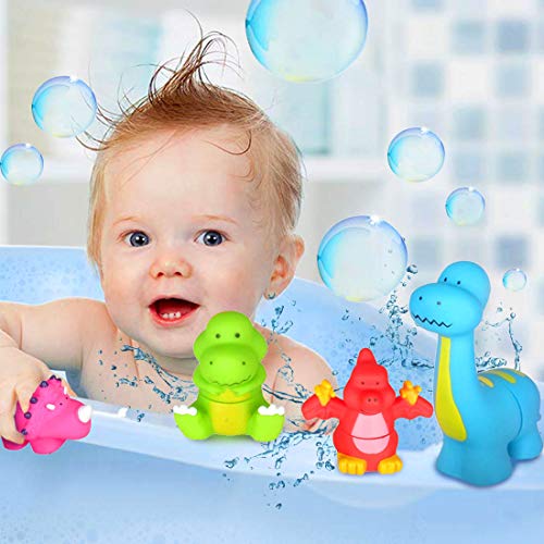 Dinosaur Baby Bath Toys,Take Apart Bathtub Toys for Kids,5 Pieces Floating Dinosaur Figures Playset,Water Squirties Toddler Toy for Aged 1 2 3 4 5 6 Boys and Girls Gifts