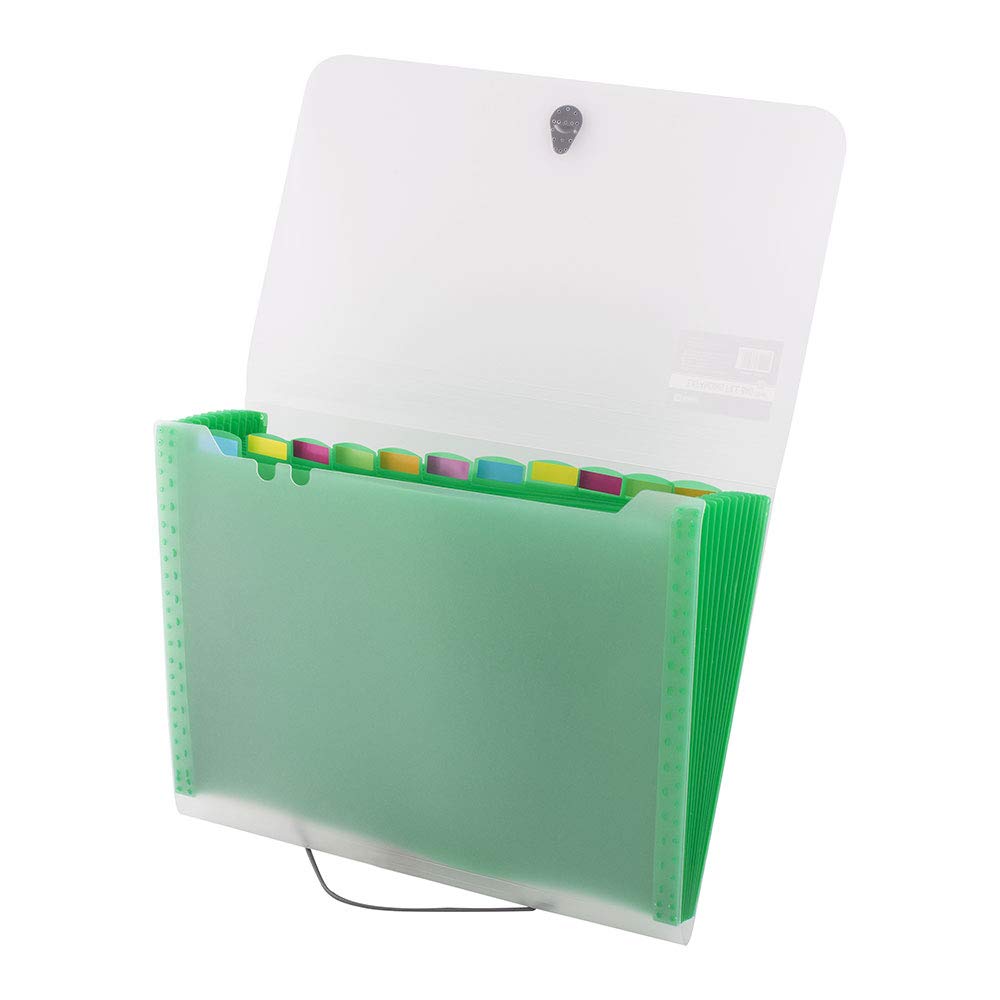 D.RECT 5540 Sorter Pouch | Document Sorter, School, Alphabetical | Expandable Document Pockets | Sorter 12 Compartments | School, Office, Home | Format A4 | Green