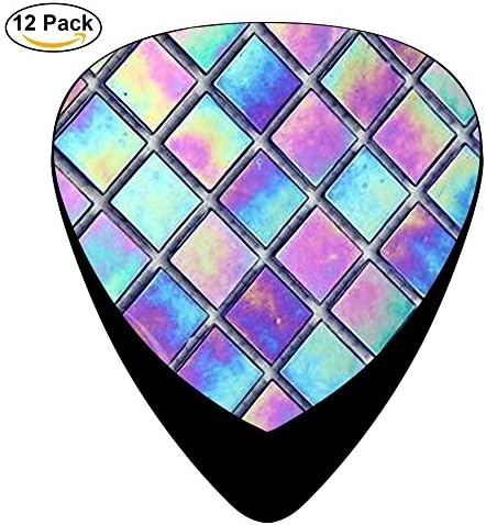 Square Celluloid Guitar Picks 12 Pack Includes Thin,Medium,Heavy Gauges For Electric Acoustic Guitar