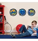 Wall Decals Stickers, Kredy Sea Turtle Shark Fish 3pcs 3D Home Kids' Room Wall Décor Removable DIY Wall Decal Sticker for Kids Boys Girls Bedroom Living Room, 33x33 cm