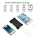 FLOUREON 10000mAh Power Bank Waterproof Portable External Battery Backup Solar Charger with Dual USB for Android iPad iPhone Cellphones, LED Flashlight with Compass for Emergency