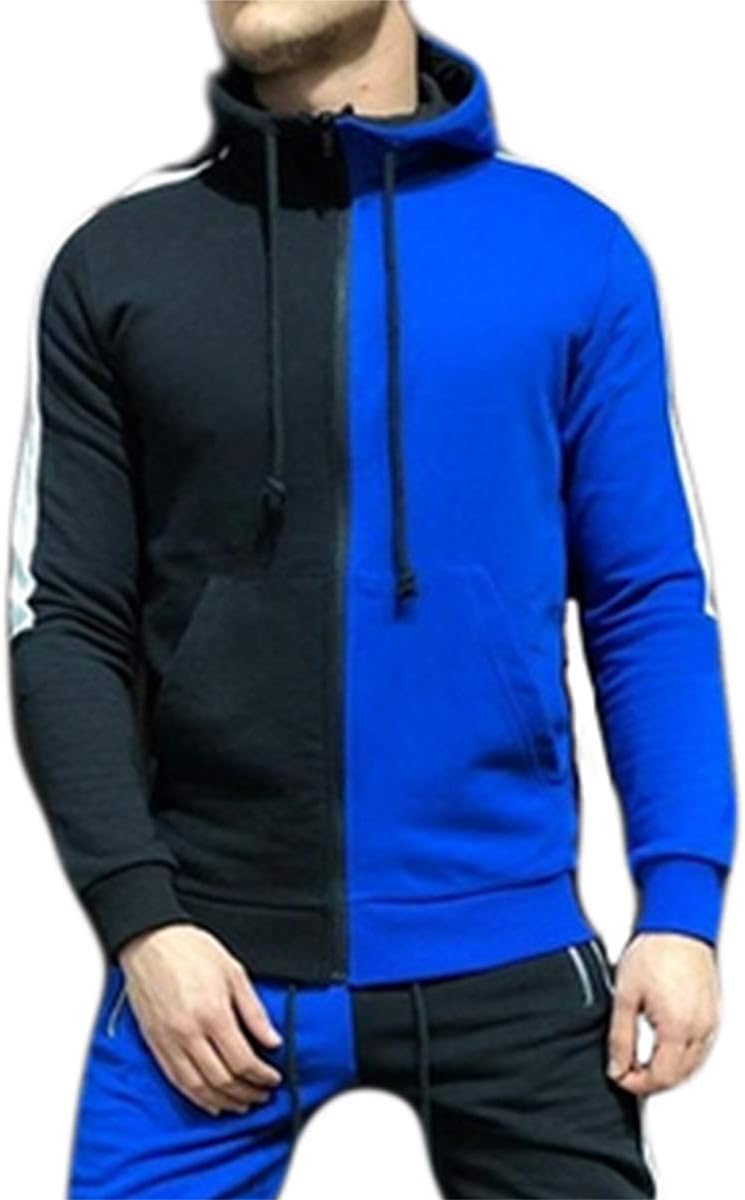 Men's Side Stripe Zipper Tracksuits Zipper Hoodies Jacket Drawstring Waistband Long Sleeve Joggers