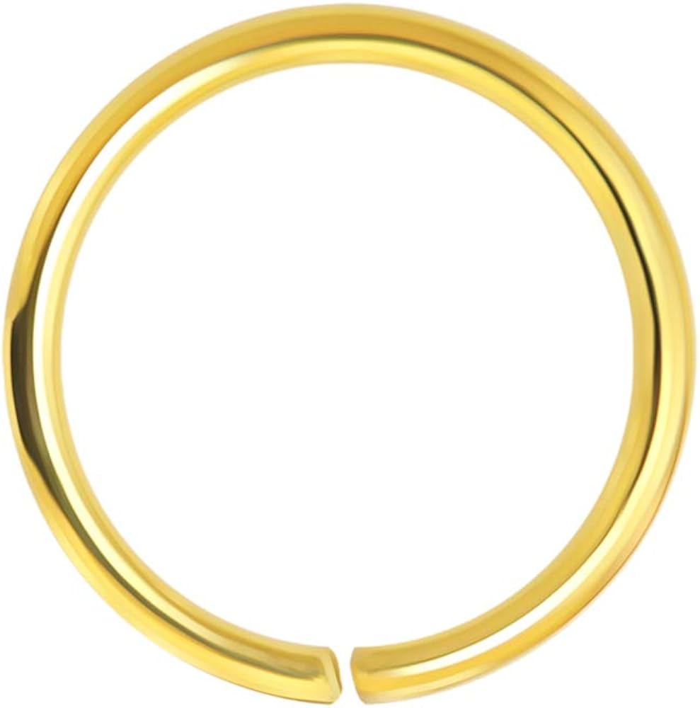 AZARIO LONDON 9K Solid Yellow Gold 20 Gauge - 8MM Diameter Seamless Continuous Hoop Nose Ring Piercing Jewellery