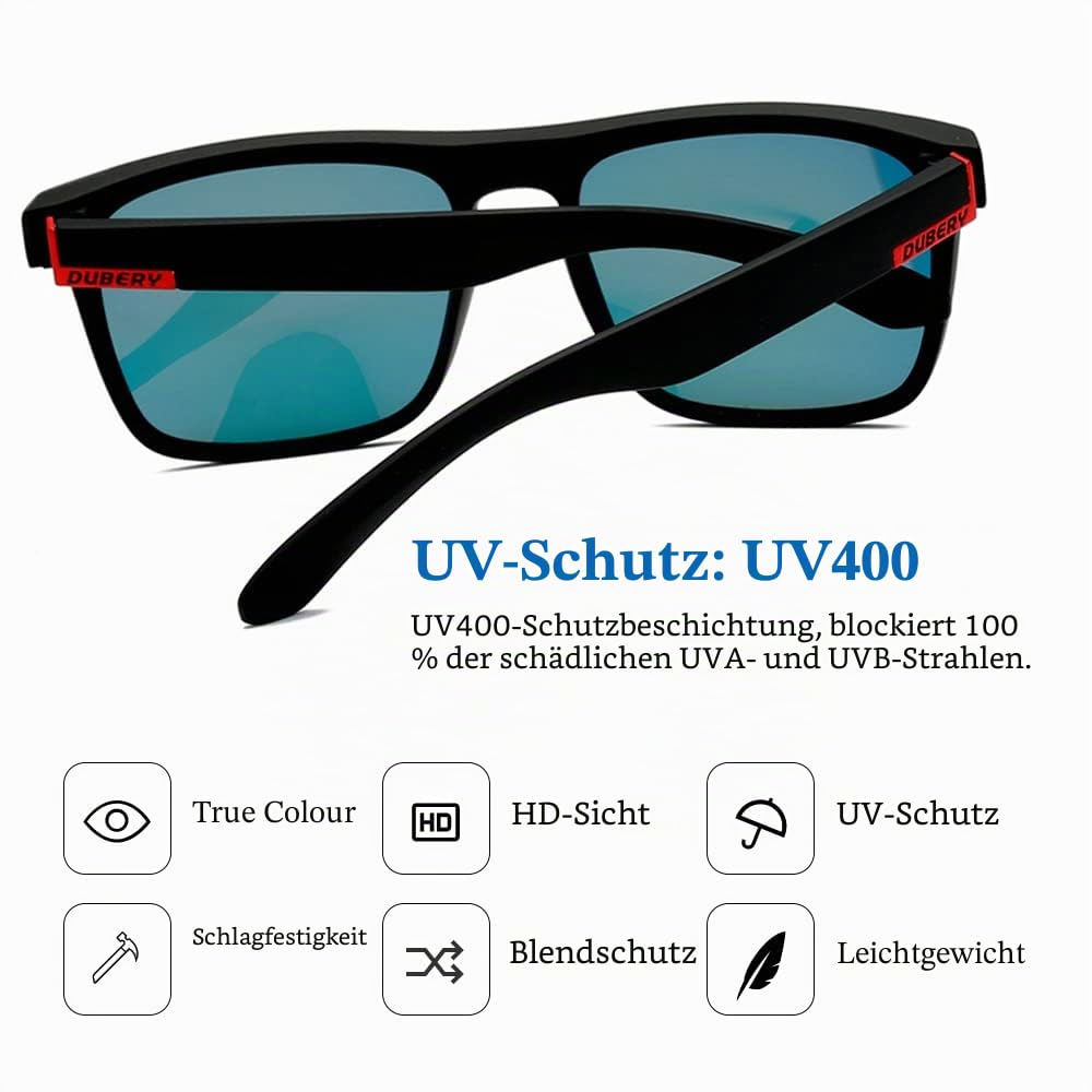 HGDGears Polarisierte Sonnenbrille für Herren Damen-UV400 Schutz Leicht Retro Klassische Vintage-Ideal für Autofahren,Reisen,Angeln,Outdoor-Aktivitäten（Rot+Blau） 3