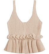 BYSCHAGRL Womens Sleeveless V Neck Sweater Vest Cute & Casual Knit Ruffle Hem Tank Top
