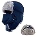 ayamaya Winter Trapper Hat with Face Cover/Ear Flap/Chin Strap/Faux Fur, Ushanka Russian Style Windproof Cover Trooper Hat for Men/Women (Blue, Adult (21-24 INES))