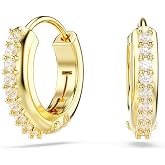 Swarovski Matrix Hoop Earrings, Round Cut, Clear Crystals, Gold-Tone and Rhodium Finishes