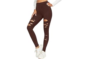 AOLIKS Ripped Warrior Legging for Women - High Waist Tummy Control Yoga Pants Workout Athletic Pants
