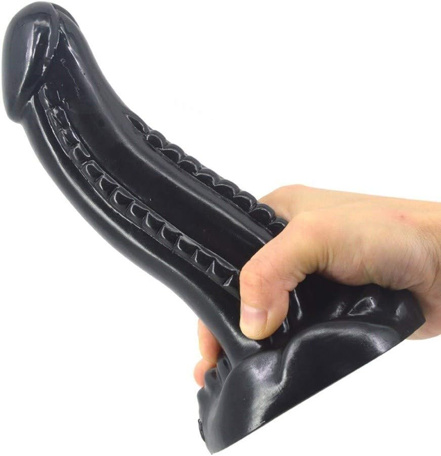 7.87Inch Waterproof Safe PVC Tools with Strong Suction Cup Hands Free Massage Wand Didoes for Adult Women Relax Toys, Black