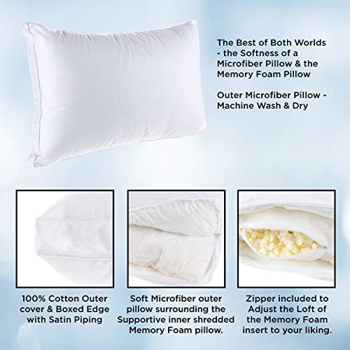 Lavish Home Pillows Luxury Adjustable Loft Memory Foam and Soft Plush