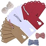 Supla 150 Pcs Kraft Paper Paper Cut Gift Tags Hollow Christmas Tree Design and 3 styles Twines Perfect for Arts and Crafts, Wedding Christmas Day Thanksgiving and Holiday