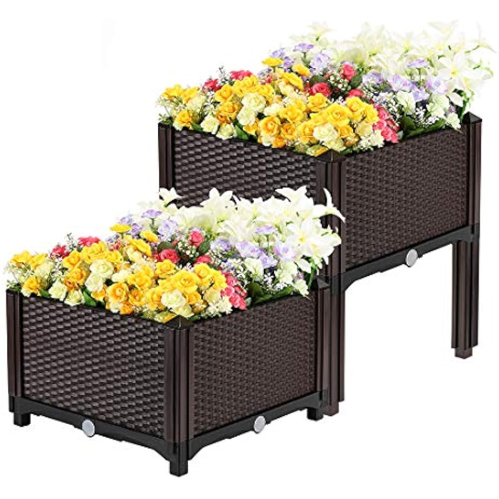 VIVOHOME Elevated Plastic Raised Garden Bed Planter Kit