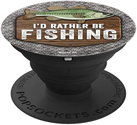 FUN FISHING BASS Guys Men Women I'd Rather Be Fishing PopSockets PopGrip: Swappable Grip for Phones & Tablets
