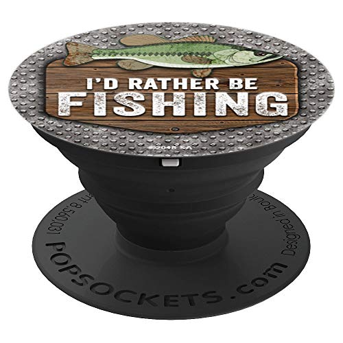 FUN FISHING BASS Guys Men Women I'd Rather Be Fishing PopSockets PopGrip: Swappable Grip for Phones & Tablets
