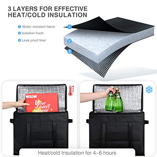 Glotoch XL Insulated Grocery Bags Set of 5-Include 2 Insulated Bags,1pc Grocery Bag,2pcs Mesh Produce Bags. Washable, Reinforced Bottom and Handles Insulated Grocery Shopping Bags for hot or Cold Food