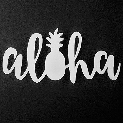 Chase Grace Studio Aloha Pineapple Hawaii Vinyl Decal Sticker|White|Cars Trucks SUVs Vans Laptops Walls Glass Metal|7.25" X 3.5"|CGS923