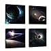 Natural art –Outer Space Planet Painting on Canvas Prints Wall Decoration Wooden Frame 4pcs/Set