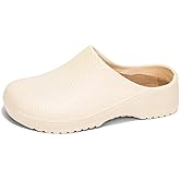 ihinzry Professional Chef Clogs Non-Slip Waterproof Work Shoes for Nurses Kitchen Staff with Arch Support Lightweight Comfort Restaurant Safety Shoes Slip Resistant Beige-38-39
