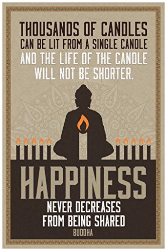 Thousands of Candles Happiness Buddha Quote Art Print Poster – 12×18