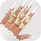 ItsStarred 15pcs Gold Chunky Rings Set for Women 14K Gold Plated Thick Stackable Open Rings Statement Trendy Rings Gift