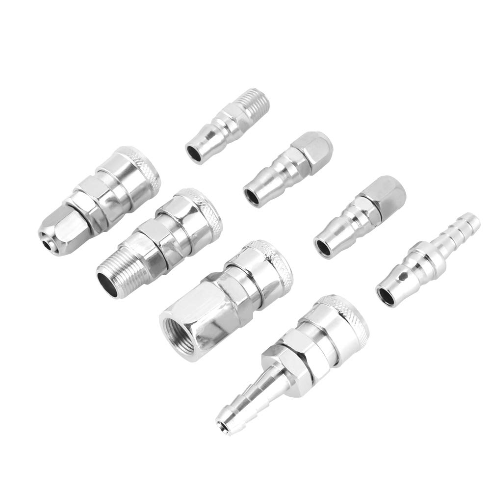 Hilitand 8pcs Pneumatic Connectors Quick Release Zinc Alloy Socket Plug 1/4” Fittings for Air Compressor Hose