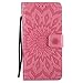 iPhone 8 Plus Case,iPhone 7 Plus Wallet Case, Sun Pattern Embossed PU Leather Magnetic Flip Cover Card Holders & Hand Strap Wallet Purse Case for iPhone 7 Plus / 8 Plus [5.5 Inch] - Pink