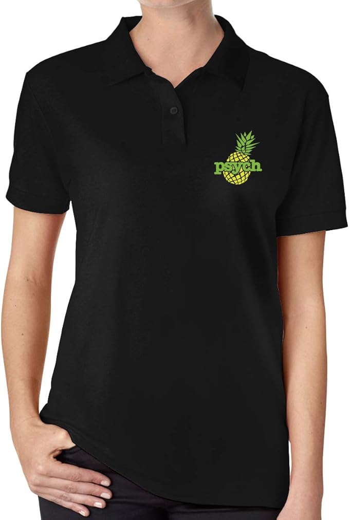 LUnBujCG Psych Pineapple Womens Classic Polo Shirt Short Sleeve Golf