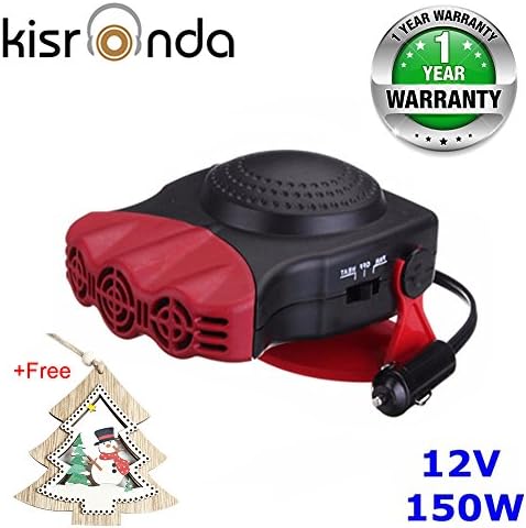 Kisronda® Car Heater Portable 30 Seconds Fast Heating Quickly Defrosts Defogger 12V 150W Auto Ceramic Heater Cooling Fan 3-Outlet Plug In Cig Lighter (Red)