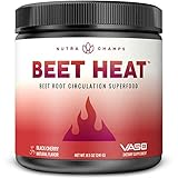 Beet Heat Beet Root Powder [Patented & Clinically Proven] Premium Circulation Superfood for Endurance, Energy & Recovery - Nitric Oxide Supplement Enhanced with Vaso6 & Grape Seed Extract - No Sugar