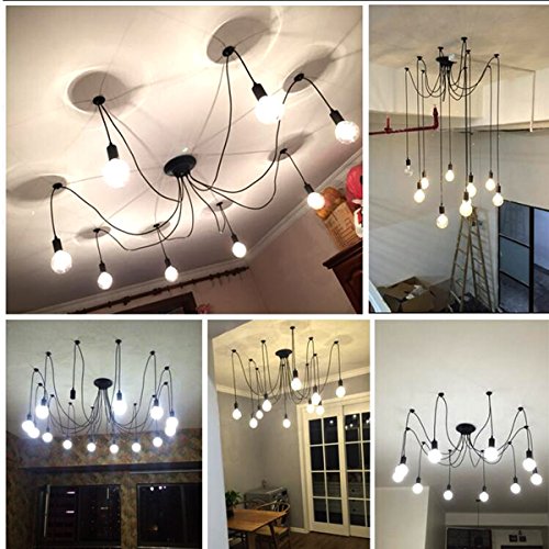 ZHMA Ceiling Spider Lamp Light Pendant Lighting, Antique Classic Adjustable DIY Lighting Chandelier Modern Chic Industrial Dining 8 Arms(each with 1.7m wire)