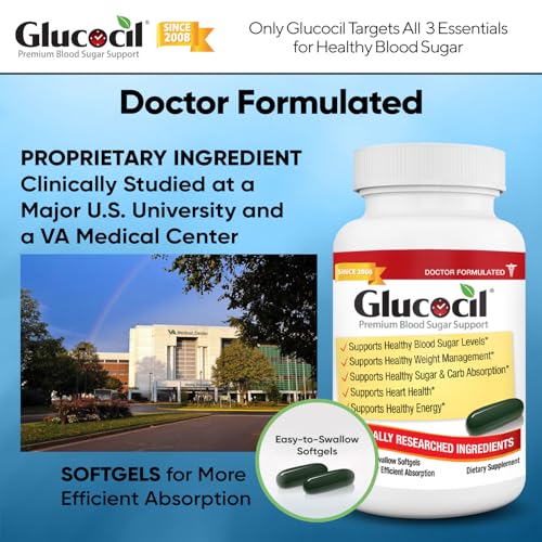 Glucocil – Softgels - Premium Blood Sugar Support - New Clinical Study Published March 2026-3 Million Bottles Sold - Supports the 3 Essentials for Healthy Blood Sugar - Since 2008