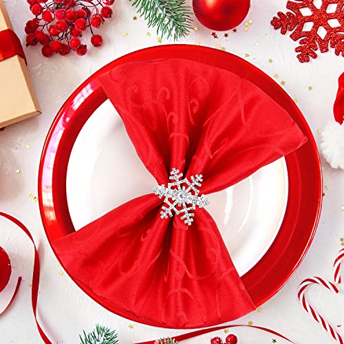 Set of 4 Napkin Ring Snowflake Beaded Diamante Rhinestone Crystal Napkin Holder Table Setting Christmas Holiday Thanksgiving Wedding Décor (style1 Silver Set of 4)