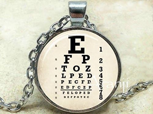 Vintage Eye Chart Art Pendant, Eye Chart Necklace, Snellen Chart Necklace, Eye Chart, Vision Test Pendant, Ophthalmology