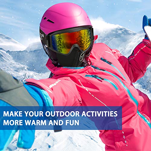 YEEONE Ski Snowboard Goggles Fit Over Glasses with Ski Mask, Anti Fog
