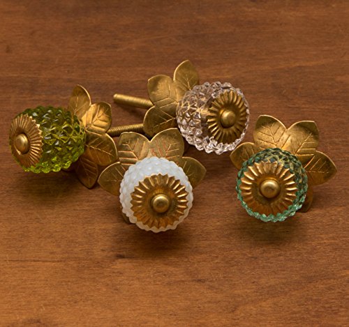 Set of 6 Glass Berry Knob with Brass Flower Milk By Trinca-Ferro - Thumbnail 3
