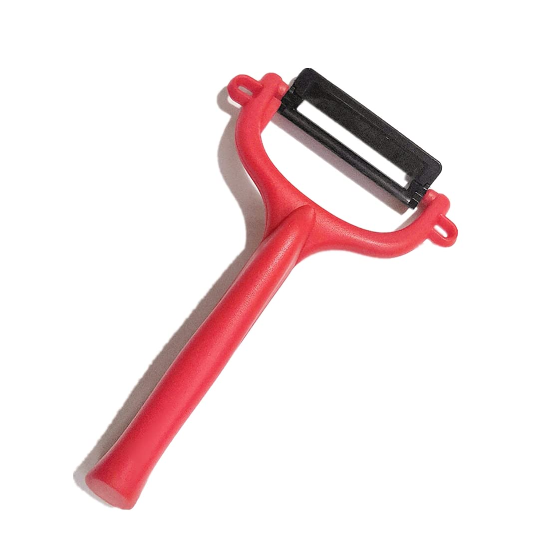 Fruit Peeler Unique Ceramic Peeler for Potato, Carrot, Apple, Citrus- Red Handle and Black Blade and Thick Handle