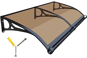 LSPYYDS Awning for Door Entrance, Window Awning Exterior Polycarbonate Cover Waterproof Front Door Canopy Metal Aluminum Awnings UV/Rain/Snow Protection for Porch, Patio, Deck, Brown/24x75in