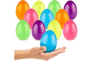Prextex 3.5” Unfilled Easter Eggs Empty, 36 pcs - Empty Plastic Eggs Fillable with Candy, Treats, Presents for Toy Basket - Easter Decorations, Toy Egg Basket - Boys & Girls