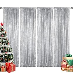 Sugargirl Silver Sequin Backdrop Curtain 4 Panels