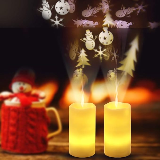Upxiang LED Christmas Candle Light Flammenlose Projektion Fernbedienung Flackernden Home Decor (A)