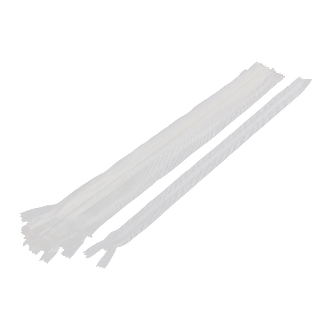 sourcing map Nylon Invisible Concealed Zip Zipper 15 Inch 10 Pcs White