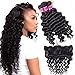 RECOOL 10A Brazilian Virgin Hair Loose Deep Wave Bundles with Frontal Wet and Wavy Human Hair Extensions Ear to Ear Lace Frontal Closure and Bundles Real Good Quality Hair (18 20 22+16)