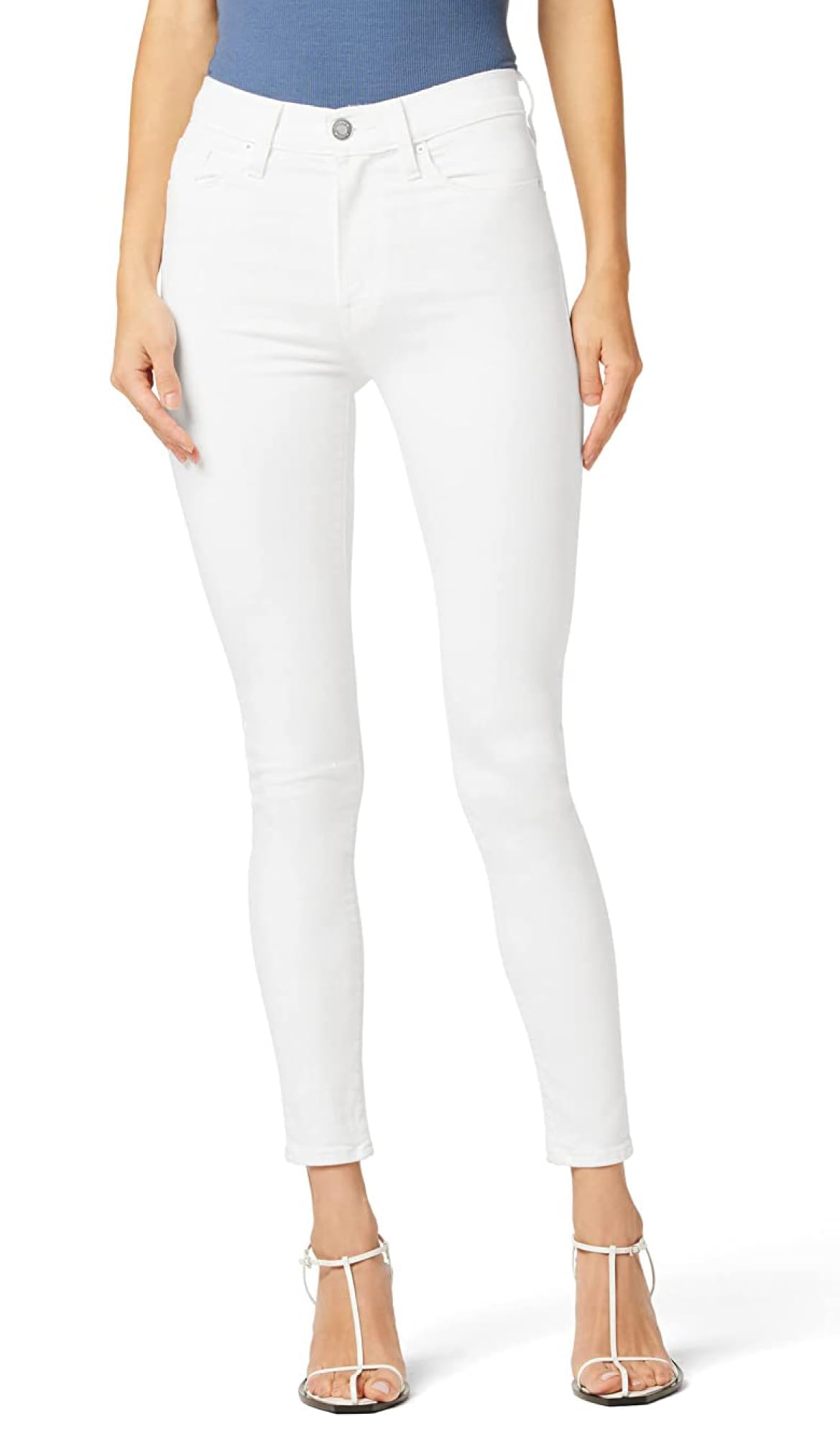 HUDSON Womens Barbara High Rise Super Skinny Ankle Jeans, White, 30 US