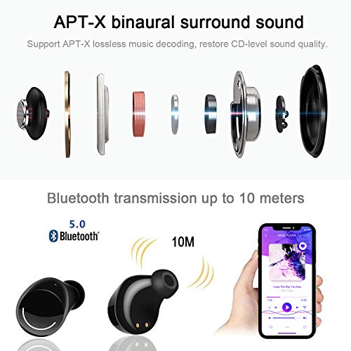 Kopfhörer Bluetooth Kabellose mit tragbarer Ladebox, Ohrhörer Hi-Fi Stereo Sound True Bluetooth V5.0 IPX5 Headset für iPhone X 8 7 Plus Samsung Galaxy S7 S8