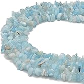 jodaying 3-5mm Natural Aquamarine Gemstone Chips Loose Beads Semi Precious for Jewelry Making DIY Handmade Craft Supplies 1 Strand per Bag Approxi 32"