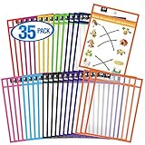 Dry Erase Pockets 35 Pack - Reusable Dry Erase