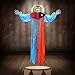 Halloween Haunters 4 Foot Hanging Circus Clown with Blue and Red Clothing Prop Decoration - 1/3 Life-Size Scale Scary Face and Fat Neck and Neon Green Hair - Fun Entryway Display
